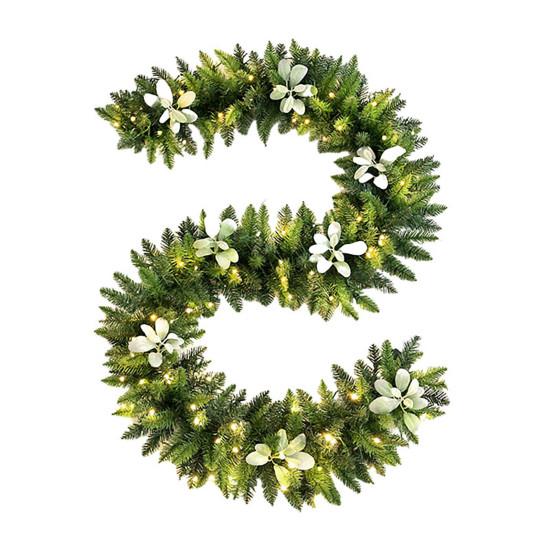 9 футов Рождественская кедровая гирлянда Реалистичная искусственная кедровая гирлянда Гибкая искусственная гирлянда из сосновых иголок