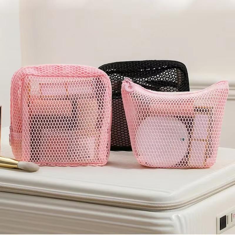 Стильная легкая сетчатая косметичка, женская квадратная косметичка с застежкой-молнией, многоцелевая сумка для хранения всякой всячины