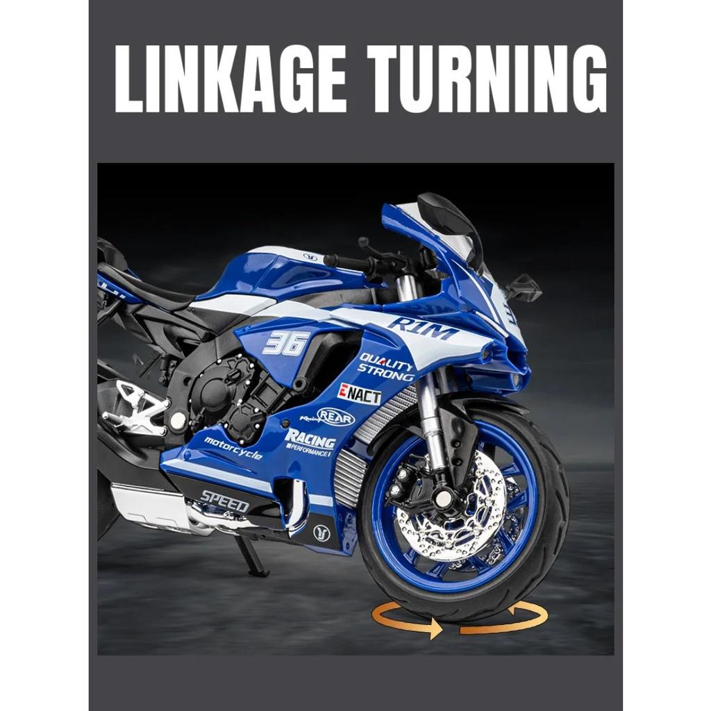 1/12 Yamaha YZF-R1M Alloy Racing Motorcycle Model Diecast Street Sports Motorcycle Model Simulation Sound and Light Детские игрушки Подарок