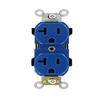 Leviton 20 А, 125 В, Промышленный Сверхпрочный Класс, Двойная Розетка, Прямой Контакт, Самозаземление, 5352-BU, Синий