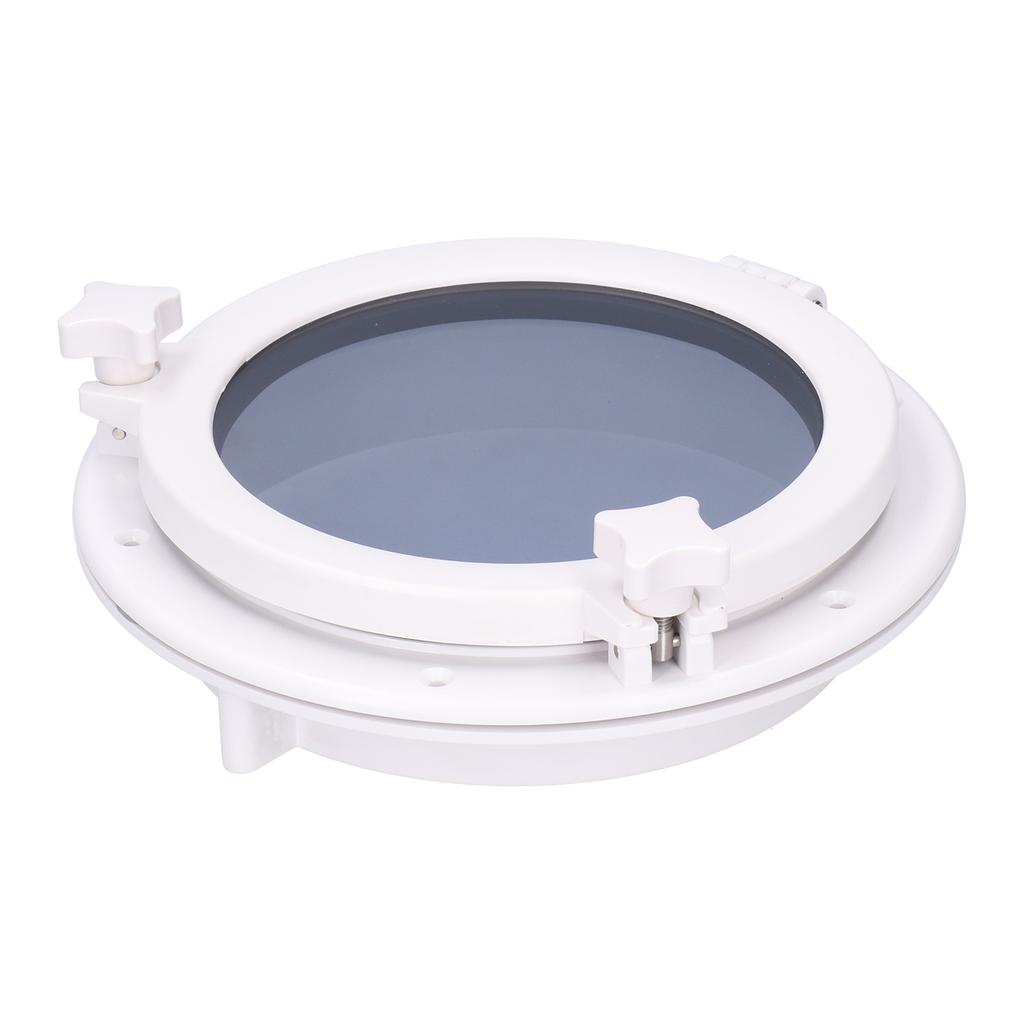 10in Round Portlight Porthole Tempered Glass Opening Window for Marine Boat Yacht RV White
