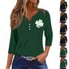 Ladies' Fashionable And Casual Seven Quarter Sleeved St. Patrick's Day Printed Pullover Top