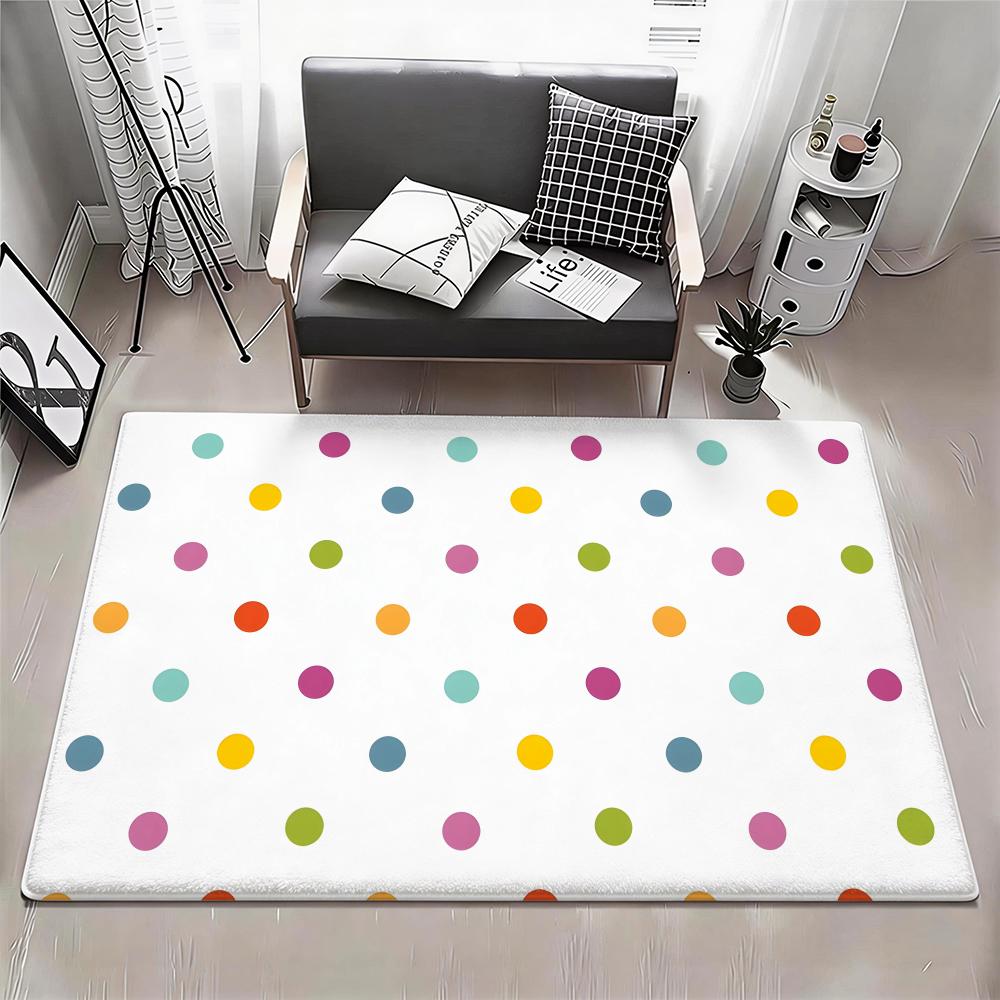 Print P PolkaDot Floor Mat Eco Flannel Doormat Non Slip Odorless Indoor Floor Rug Soft Short Plush Home Mat