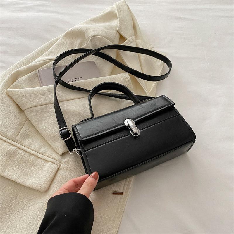 Chic Pu Leather Small Square Bag For Women 2024 Spring Fashion Trend Purse