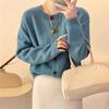 Autumn and Winter Short Sweater for Women Korean Color Button Round Neck Knitted Cardigan for Women