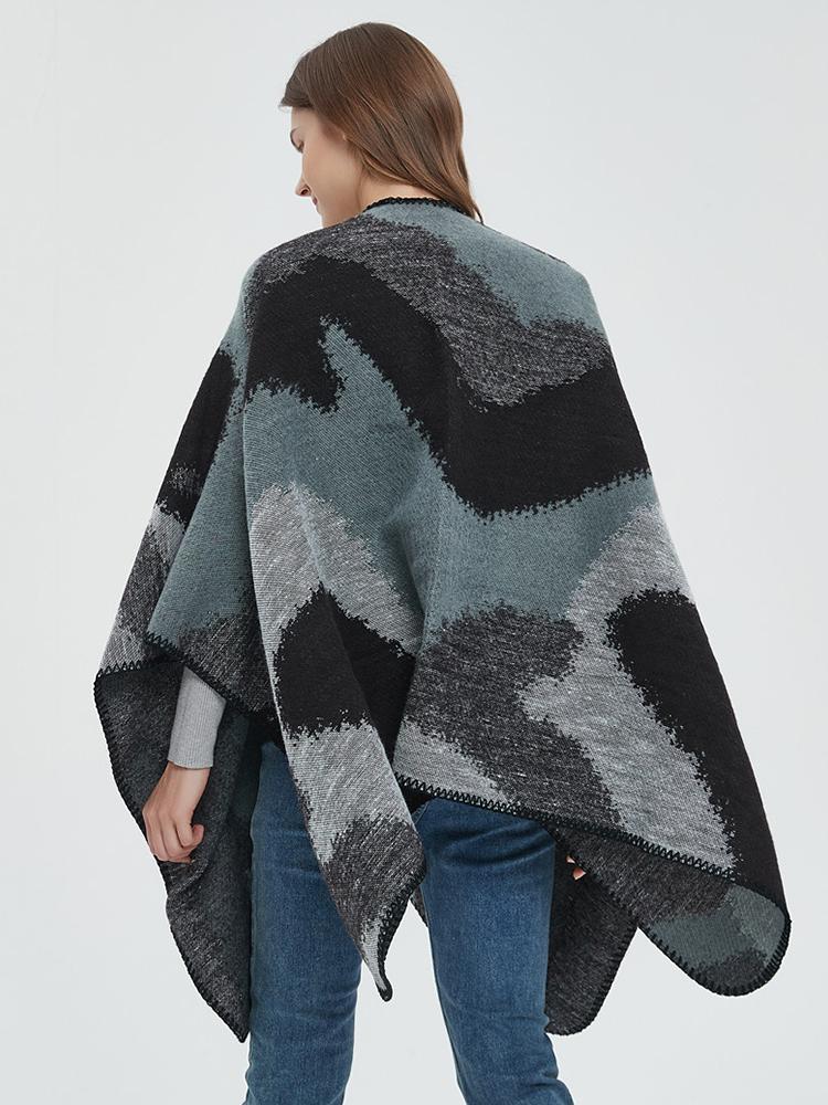 Женский шарф Многослойный пончо Элегантная леди С принтом Накидка Шаль Повседневный шарф Капа Для женщин Пашмина Вечеринка Выпускной Плащ Зимний Новый