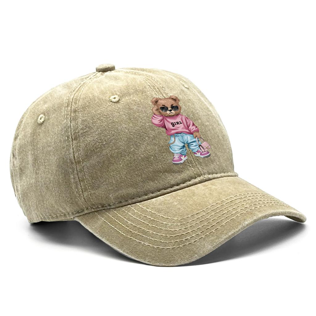 Cool Sunglasses Bear Adjustable Baseball Hat Washed Cotton Trucker Cap Adjustable Buckle Breathable Snapback Caps Camping Hats
