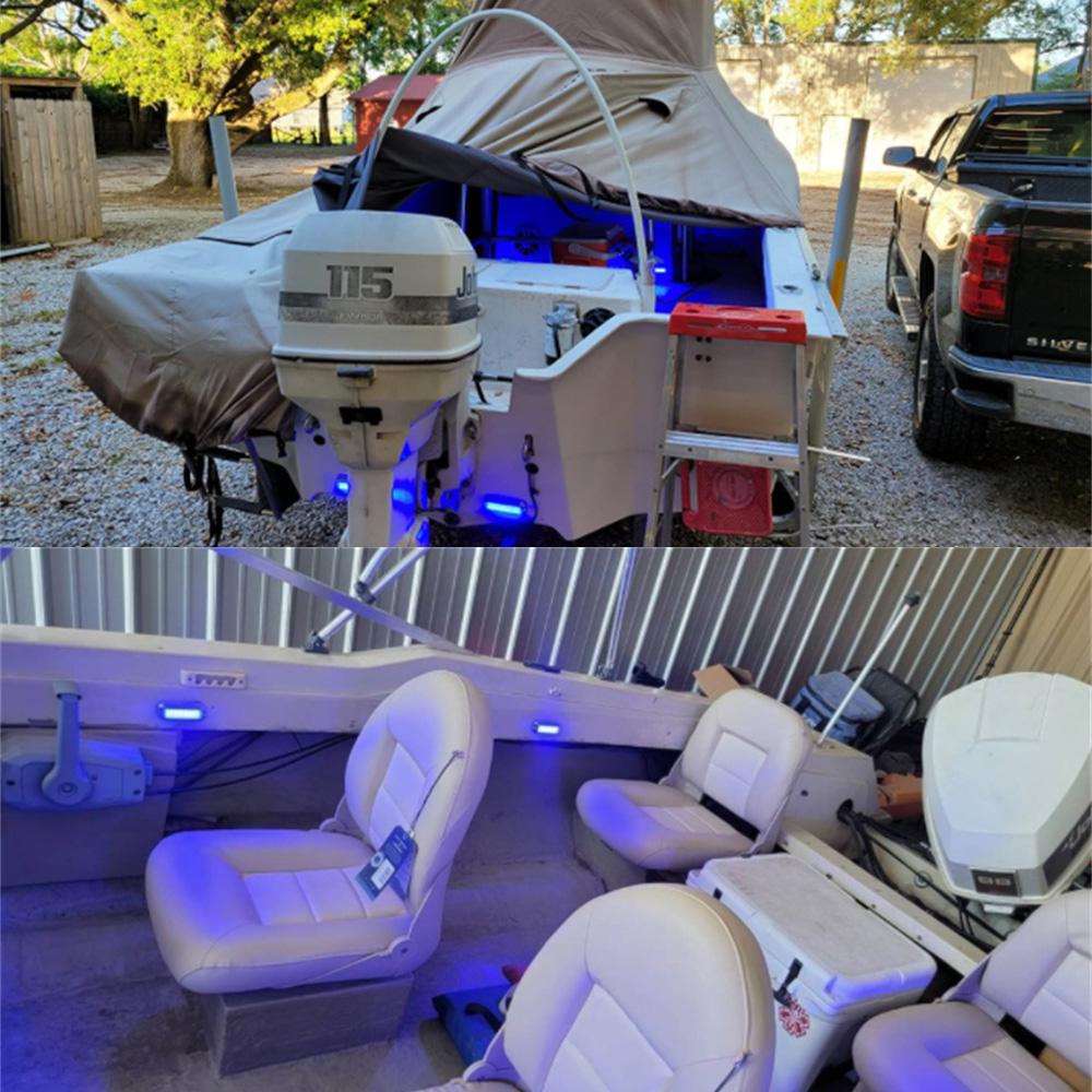 2pcs Bule 42LED Marine Boat Transom Light Stainless Steel Underwater Lamp 2000LM