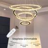 Nordic Crystal Ring LED Chandelier Luxury Stainless Steel Dimmable Pendant Lamp Kitchen Dining Room Ceiling Chandeliers Lighting