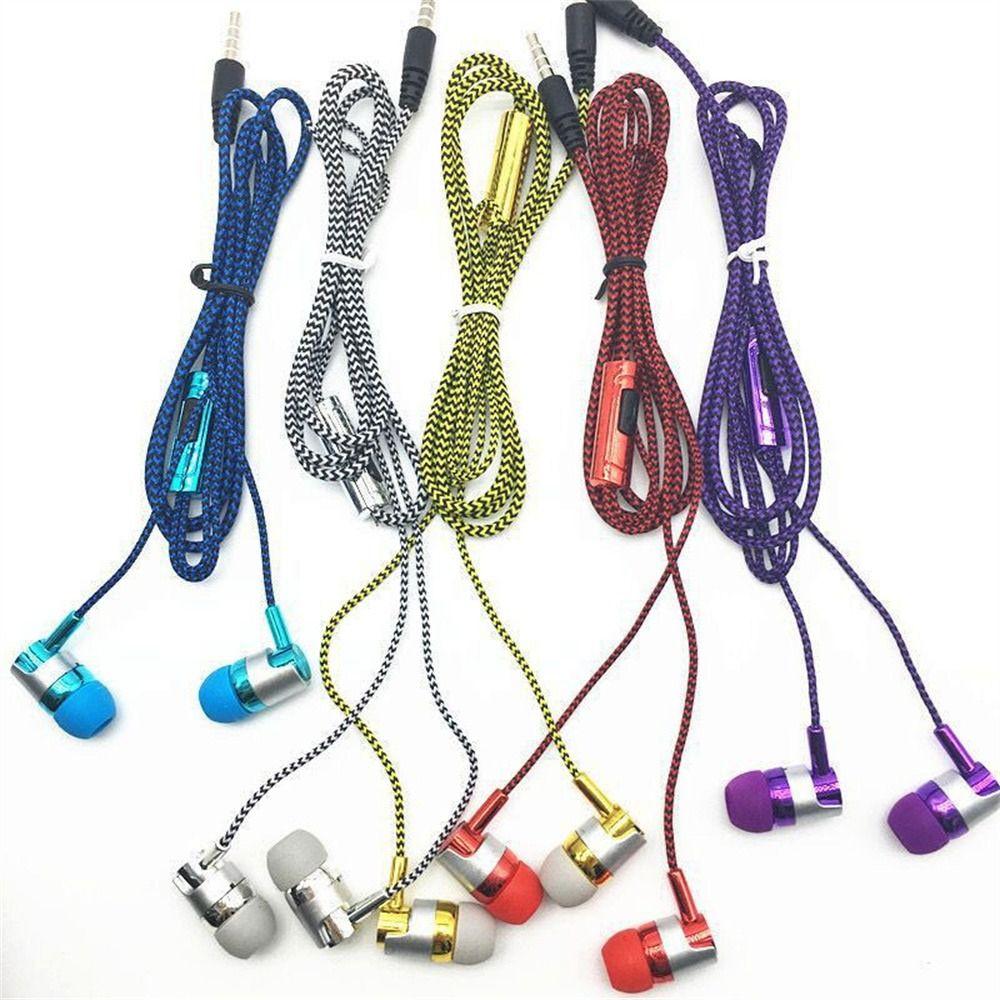 Braided Cord Weave Cable Wired Control 3.5mm Jack Earphone Earbuds In-ear Headset Wired Eraphone