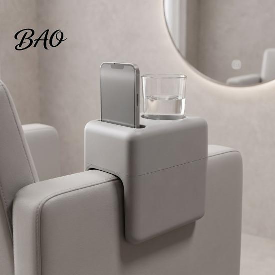 Convenient Salon Storage Tray Chair Armrest Tray, Hair Organizer with Phone/Cup Holder, Plastic Customer Phone Holder for Beauty Side Table