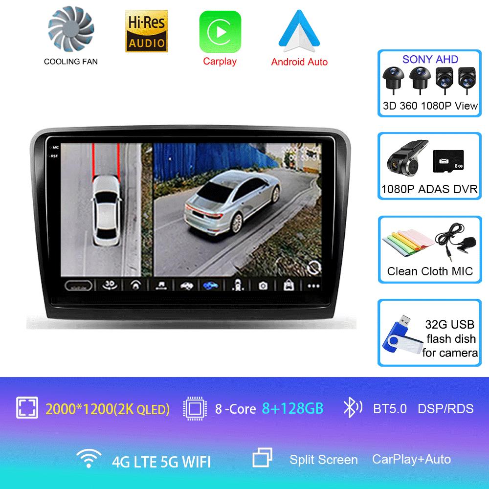 For Skoda Superb 2 B6 2008 2009 2010 2011 - 2015 Car Radio Android 14 Navigation Multimedia Player GPS WiFi+4G Video Carplay BT