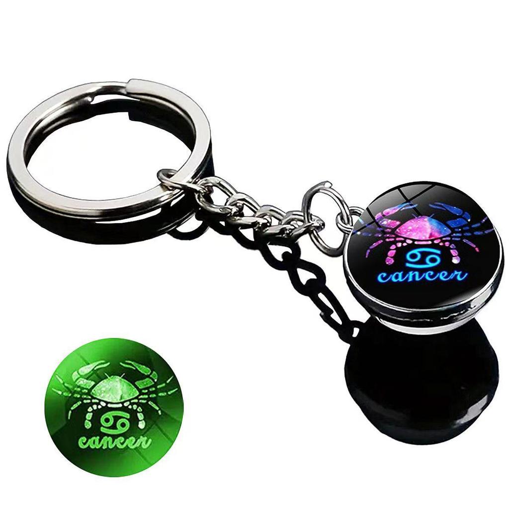 Spherical Luminous Crystal Zodiac Keychain - Virgo & Leo