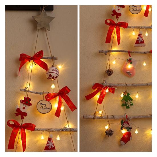 Светодиодное рождественское настенное украшение Рождественская елка с маленькими подвесками Светящаяся рождественская елка