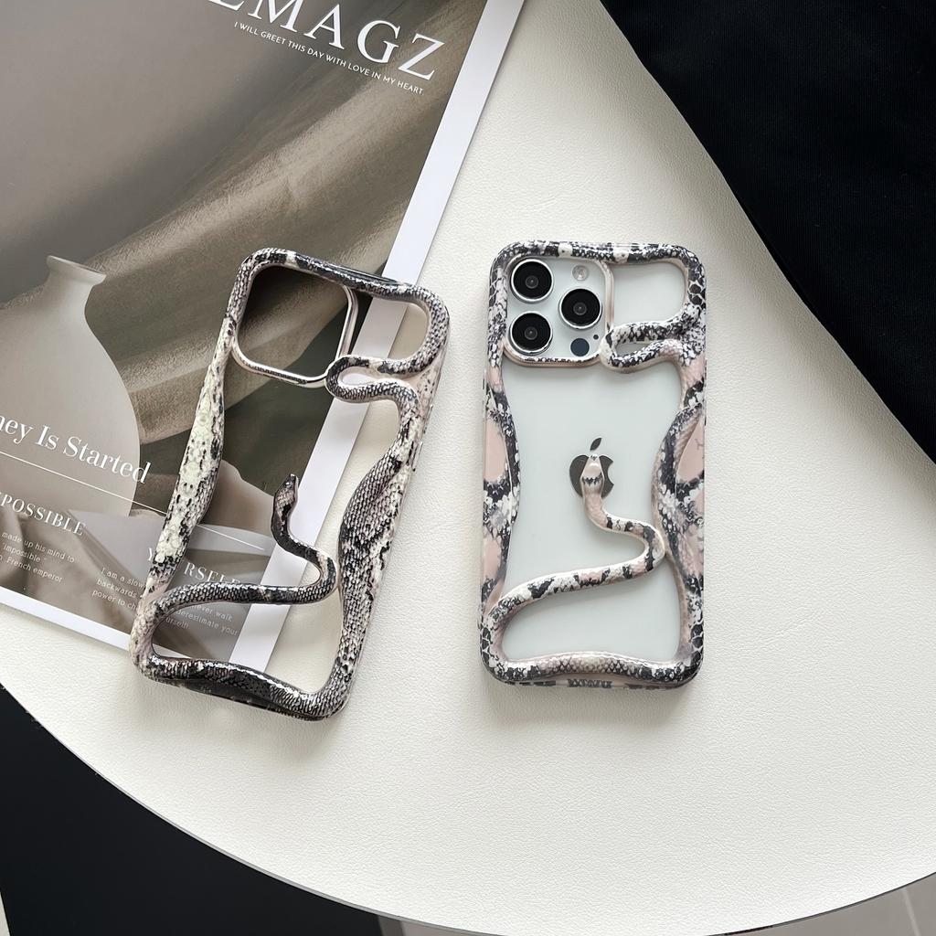 Покрытие наклейки вода мягкий резиновый змея рамка телефон чехол для iPhone 11 12 13 14 15 16Pro Max Plus объектив защитный противоударный чехол