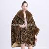 Street Leopard Print Big Fur Collar Cuffs Cardigan Cape Women'S Woolen Jacket 0840 #
