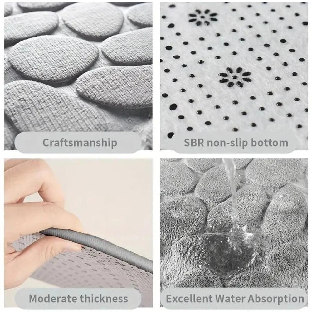 Super Absorbent Arc-Shaped Bath Mat Coral Velvet Bathroom Rug Floor Mat Quick Drying Machine Washable Home Hotel Bathroom Decor
