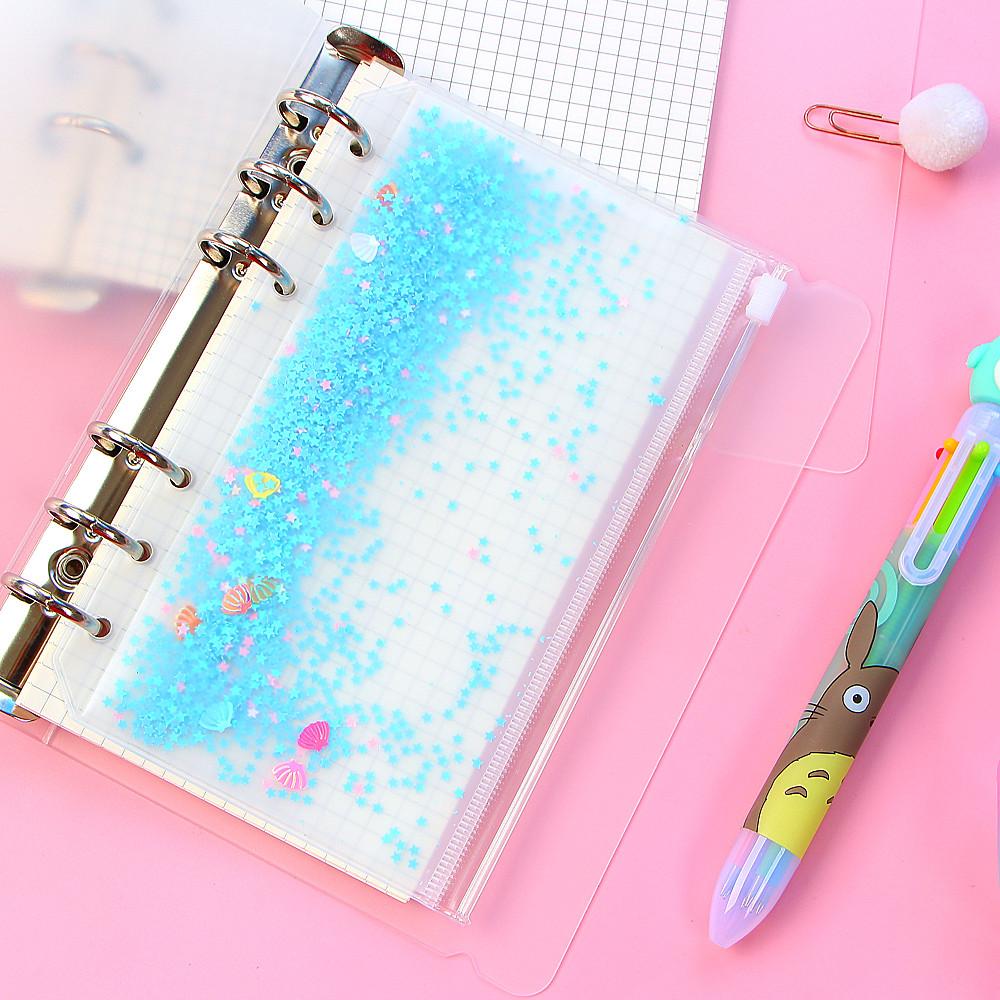 Прозрачный держатель для карт из ПВХ с сумкой для документов на молнии с 6 отверстиями для сумки A5 A6, аксессуары для дневника и планировщика