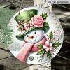2D Flat, 1pc Aluminum Printed Flat Design, Classic Aluminum "Merry Christmas" Snowman Decorative Plaque and Ornament - Rustic Christmas Holiday