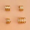 4PCS Gold Color Star Punk Ear Clips Geometric Hollow Hip Hop Trendy Earrings Jewelry Girls