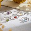S925 Pure Silver Crystal Open Ring, Adjustable Size, 6 Colors Optional, Minimalist Korean Style Band Jewelry Gift for Girlfriend