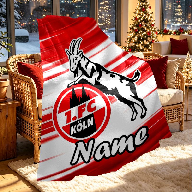 Custom Name Personalized FC Koln Print Blanket, Home Decor, Bedroom, Sofa, Camping, Couch, Gifts for Birthday Christmas