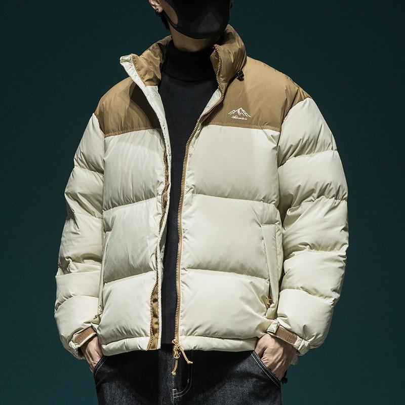 Mens Winter Puffer Jacket 90% White Duck Down Fill Loose Fit Stand Collar Casual Oversized Coat