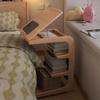 Household Solid Wood Sofa Bedroom Bay Window Side Table Movable Bedside Storage Rack with Pulleys, Coffee Table Small Table