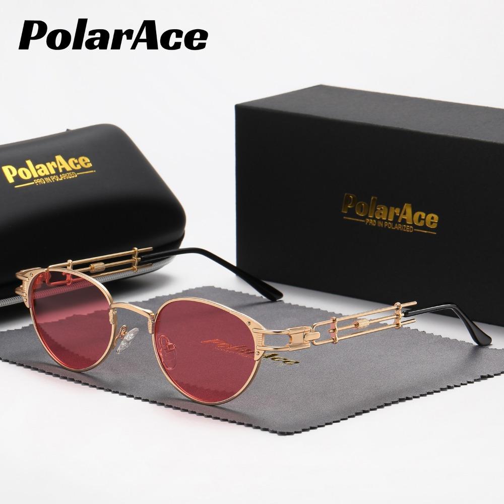 PolarAce Unisex Metal Polarized Steam Punk Style Heavy Metal Trendy Street Photo Concave Sunglasses, UV400