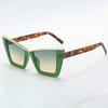 Vintage Large Size Cat Eye Shaped Fashionable Sunglasses For Women Square Shades Eyewear New Double Bridge Gradient Uv400 Sun
