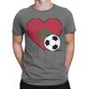 Heart Morocco Soccer TShirt Unisex Casual Cotton Tee Shirt Round Collar Short Sleeve T Shirt Graphic Clothes