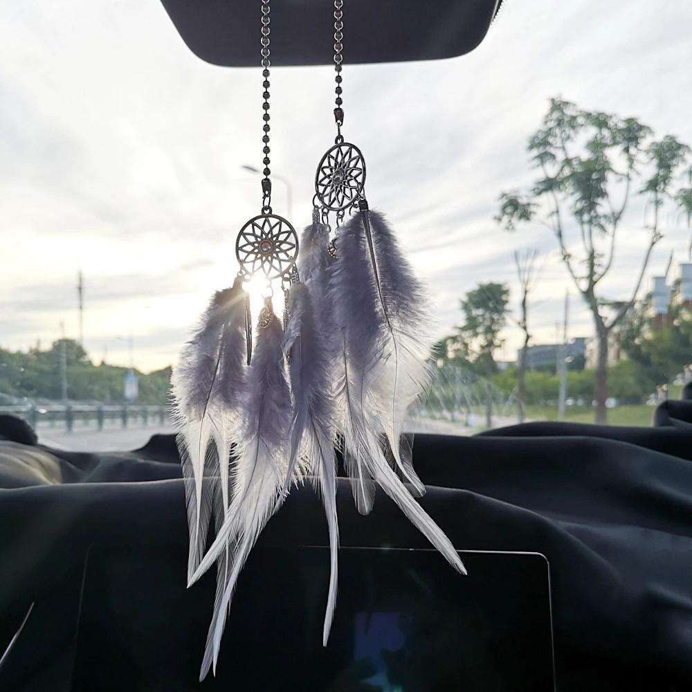 Wall Hanging Car Ornament Handmade Dream Catcher Wind Chimes Feather Car Pendant Dreamcatcher