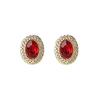 Goose Egg Stud Earrings Women's Light Luxury Niche Micro-inlaid Zircon Red Flash Oval Ear Jewelry