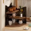 Yousheng Corner Cup Holder Shelf 3-Tier Wood Kitchen Organizer for Mugs Coffee Cups Space-Saving Desktop Storage Rack for Countertop