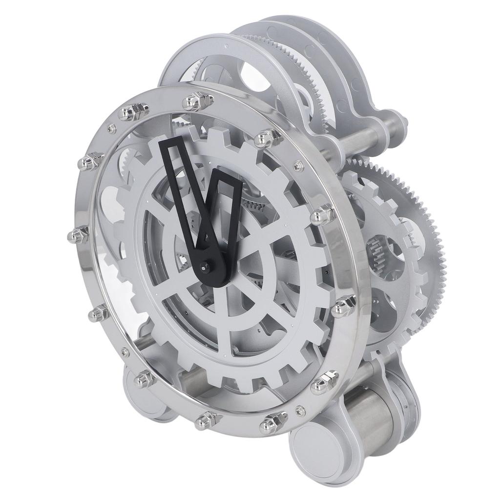 Шестереночные часы Двойная подставка Шестеренки Вращающиеся часы Нержавеющая сталь Винтажный Индустриальный Механические