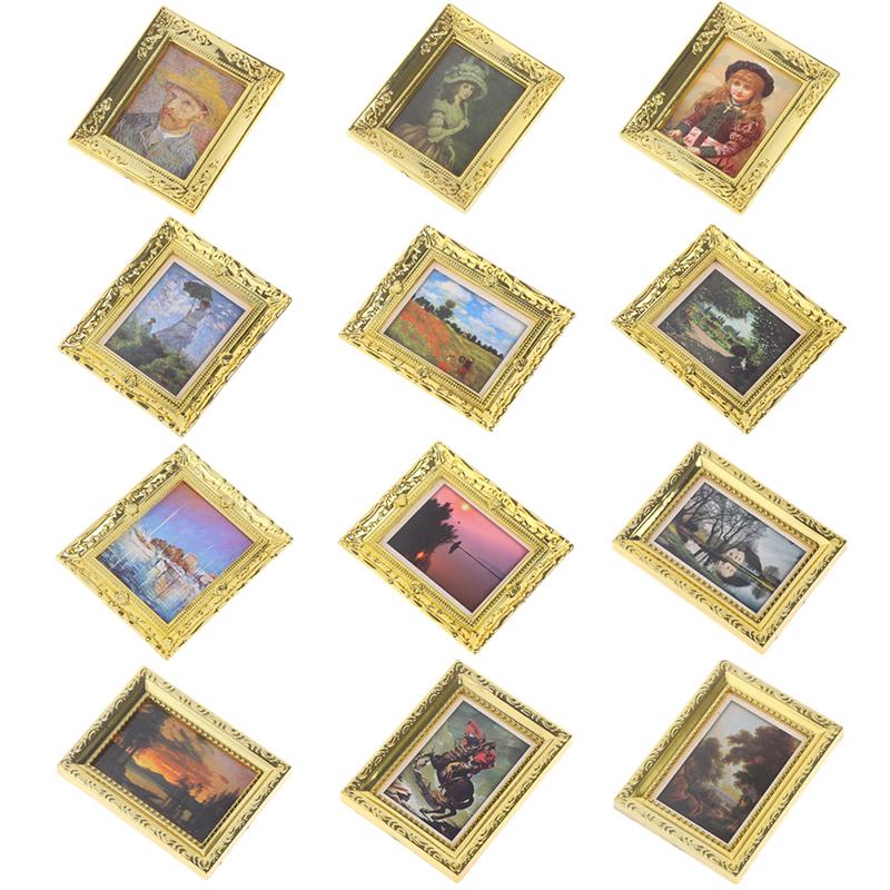 Dollhouse Miniature 1:12 Mini Decorative Accessories Antique Frame Oil Painting