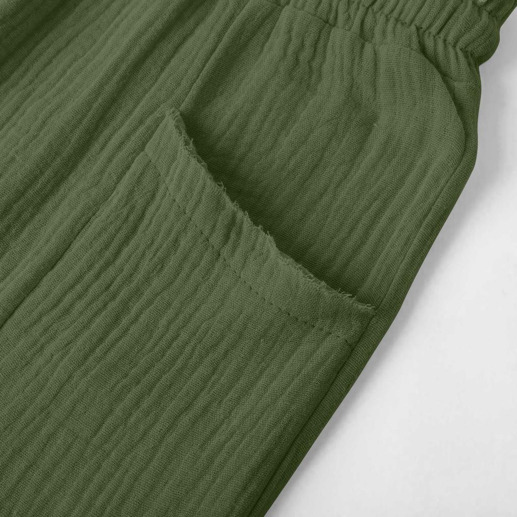 Женские летние брюки 3/4 Летние брюки с карманами Повседневные свободные брюки Тканевые брюки Спортивные брюки для отдыха Пляжные брюки