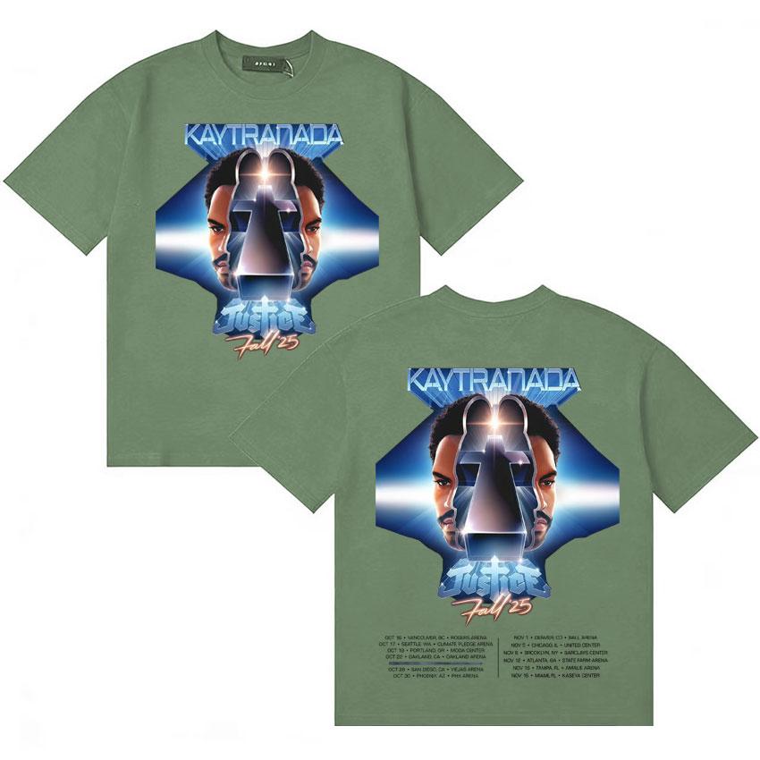 Summer New Album T Shirt Kaytranada Justice Tour 2025 Unisexs Women Y2K Short Sleeve Tshirt High Quality Cotton Clothing Teenagers