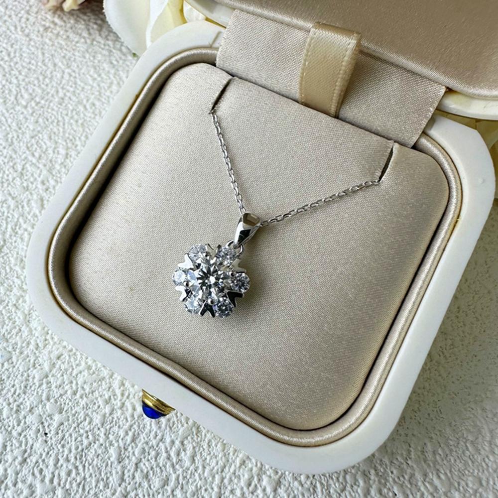 Vinregem 100% серебро 925 пробы VVS1 3EX D Цвет 1CT 6,5 мм настоящий муассанит с бриллиантами, драгоценный камень, цветок, кулон, ожерелье, ювелирные изделия GRA