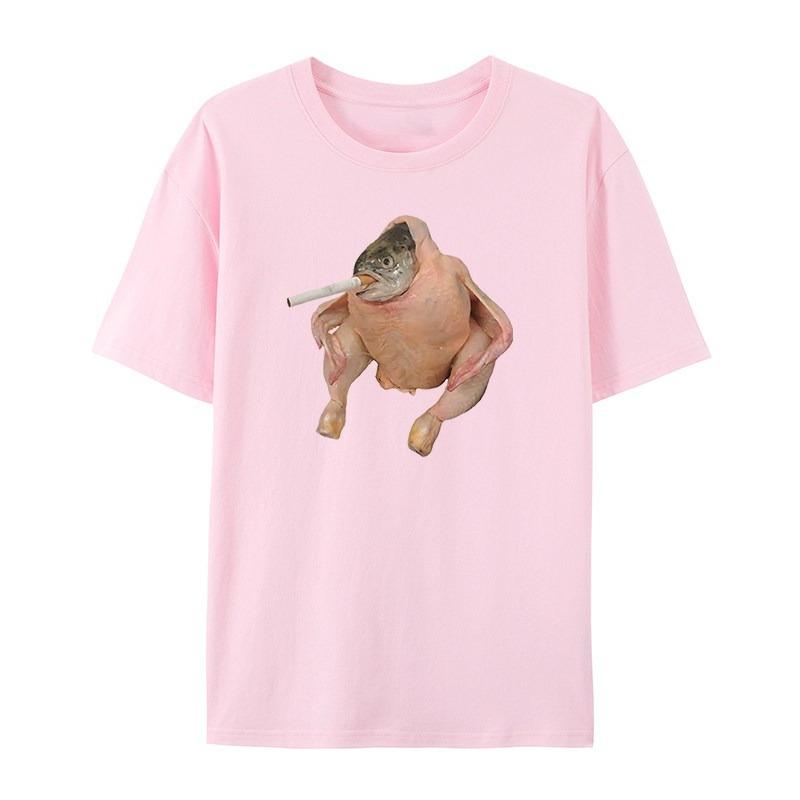 Trendy Classic and Interesting Fish Face Chicken Emoji Pack White Casual Tshirt Mens and Womens Luxury Brand Top