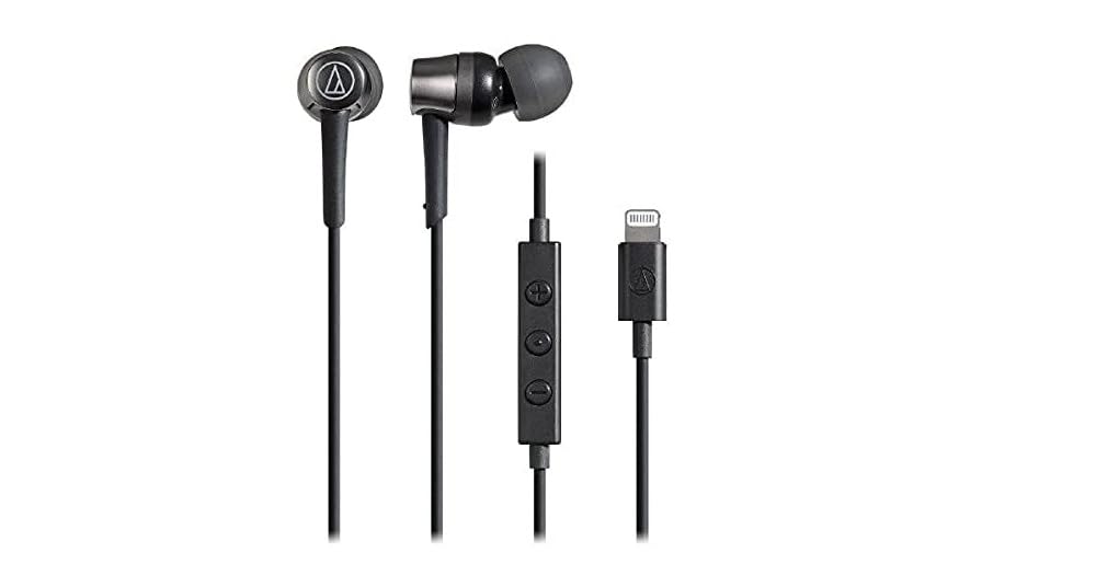 Черные наушники BK с Lightning Компактные Audio-Technica ATH-CKD3Li Микрофон, Кабель, 1,2 м Внутриканальные, Черный,