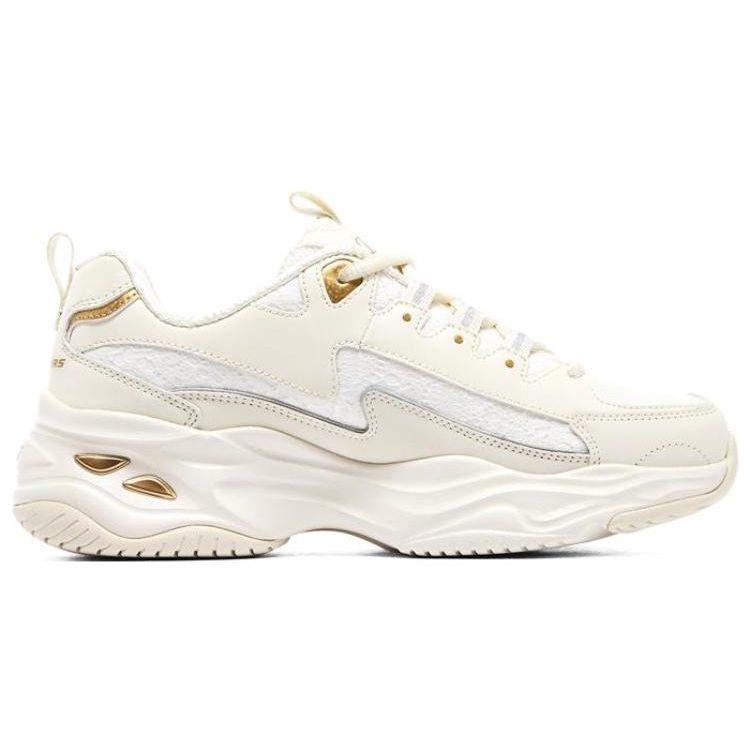 Skechers DLites 4.0 Кружево Медведь Сетка Кожа Толстая Подошва Амортизирующие Прочные Увеличение Роста Низкие Папины Кроссовки Женские Сникеры Цвет Вне Белого 896147-OFWT