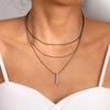 Европейское и американское минималистичное ожерелье-подвеска в виде длинной планки - Трехслойная ключичная цепочка
