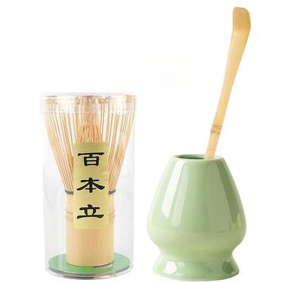 Набор для чайной церемонии Saehyotei Матча, бамбуковый набор из 3 предметов с часеном (100-Стоящий), Чашаку (Чайная ложка), и держатель для часена, идеально подходит для начинающих,
