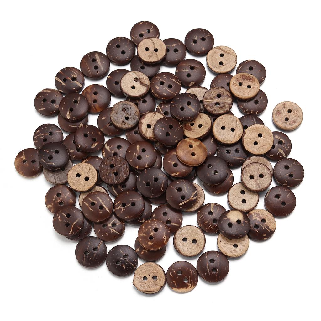 10-100pcs/lot Natural Coconut Shell Buttons 2-Holes Round Wooden Button For Handmade Home Decoration DIY Garment Sewing Material