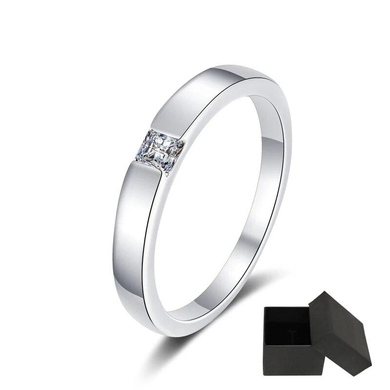 0.3CT Princess Cut Moissanite Engagement Ring for Women Men Colorless Diamond Weddig Bands Sterling Silver Bridal Gift