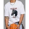 Белая повседневная футболка с графическим принтом «Техасский родео-конь» в западном стиле для мужчин, для верховой езды на открытом воздухе и загородного образа жизни