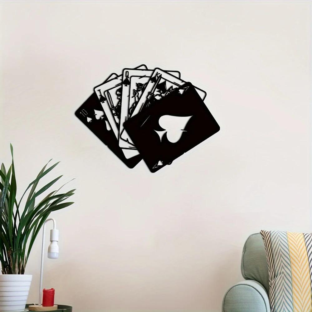 Modern Metal Wall Art - Poker Theme Pattern, Stylish Wall Hanging for Bathroom, Home Office, and Various Wall Décor Needs