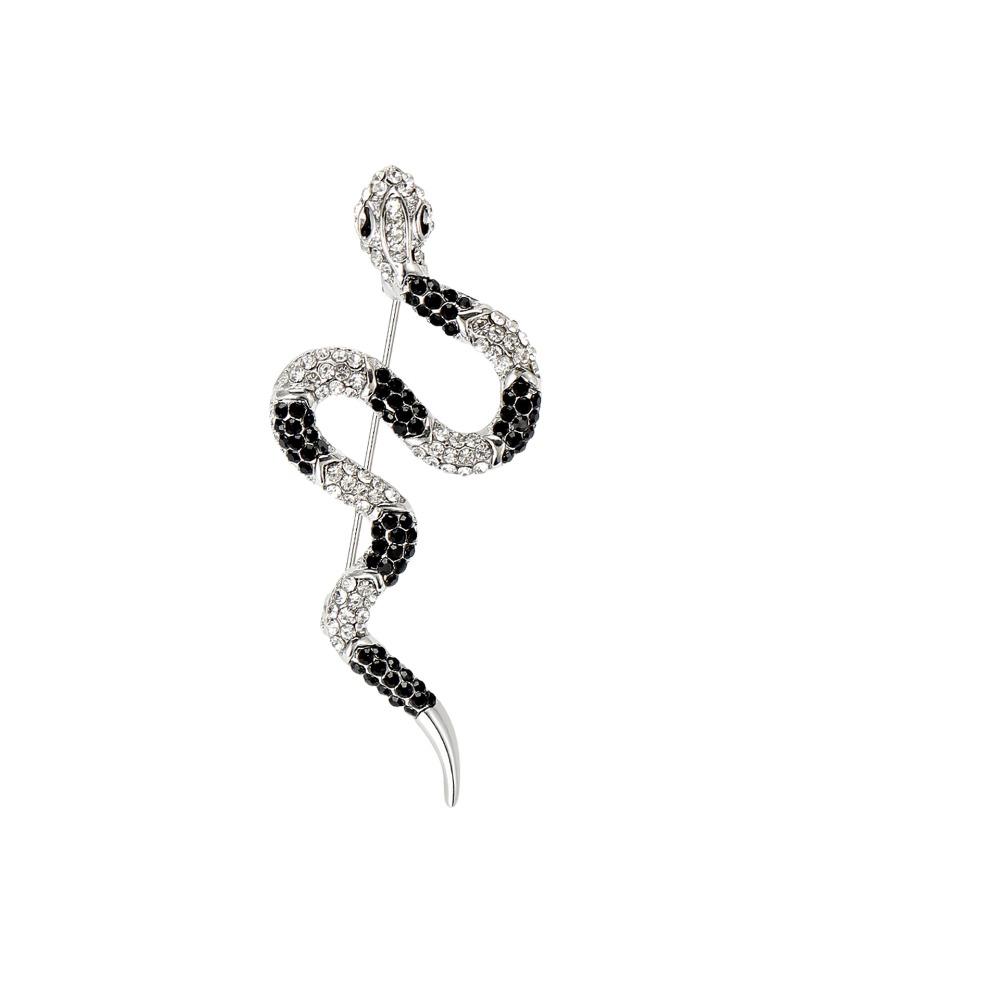 Блестящие броши-заколки с горным хрусталём, минималистичная брошь на лацкан в виде змеи, модная брошь со знаком зодиака Змея, для девочек