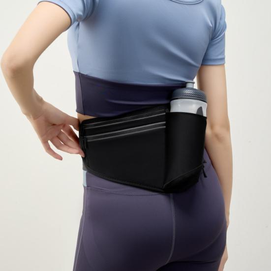 Hydration Waist Bag Waterproof Waist Pack with Water Bottle Holder Reflective Strips Adjustable Belt Fanny Pack for Running Hiking Cycling